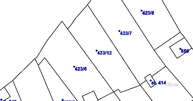 Parcela st. 423/12 v KÚ Bohutín, Katastrální mapa
