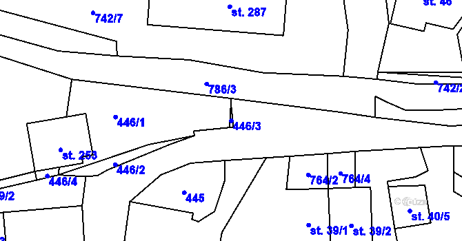 Parcela st. 446/3 v KÚ Bohutín, Katastrální mapa