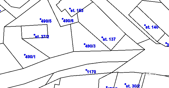 Parcela st. 490/3 v KÚ Bohutín, Katastrální mapa