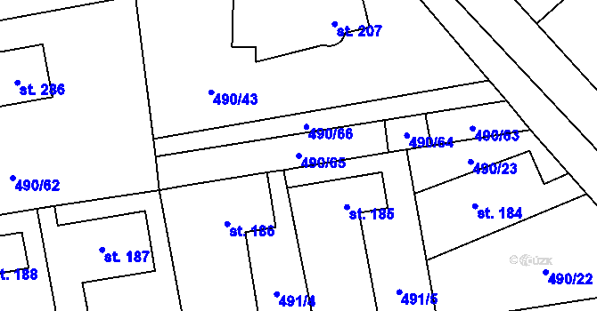 Parcela st. 490/65 v KÚ Bohutín, Katastrální mapa