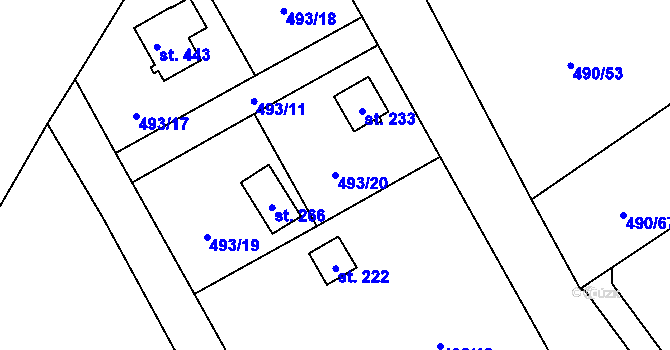 Parcela st. 493/20 v KÚ Bohutín, Katastrální mapa