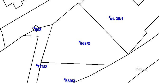 Parcela st. 668/2 v KÚ Bohutín, Katastrální mapa