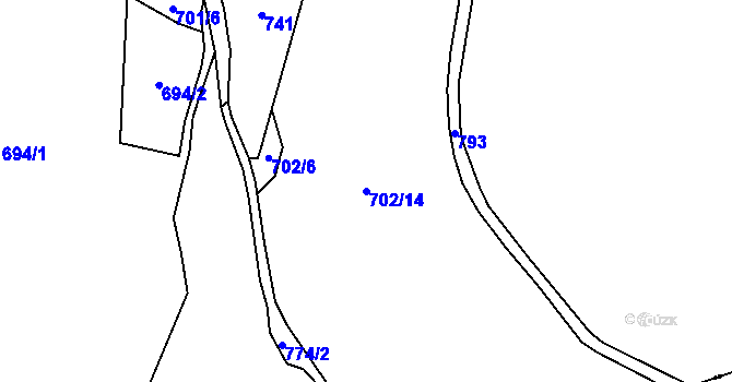 Parcela st. 702/14 v KÚ Bohutín, Katastrální mapa