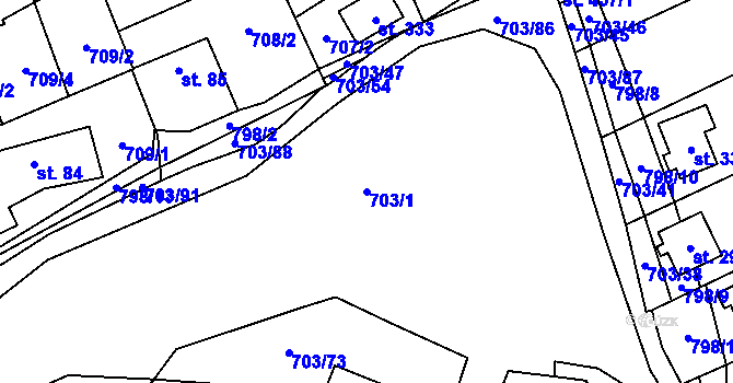 Parcela st. 703/1 v KÚ Bohutín, Katastrální mapa