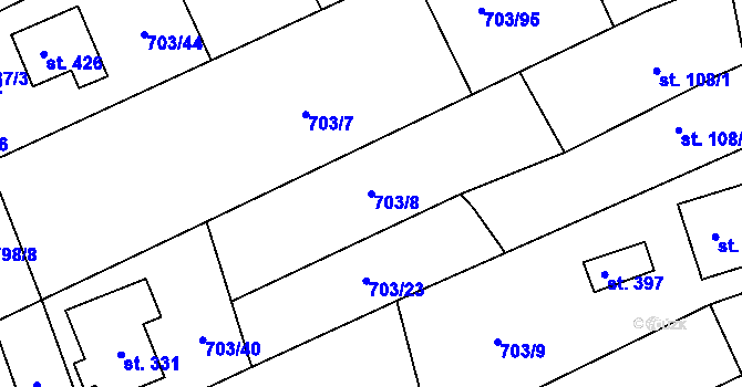 Parcela st. 703/8 v KÚ Bohutín, Katastrální mapa