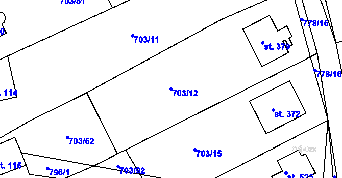 Parcela st. 703/12 v KÚ Bohutín, Katastrální mapa