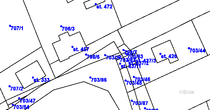 Parcela st. 703/27 v KÚ Bohutín, Katastrální mapa