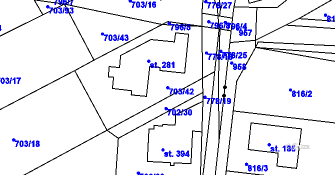 Parcela st. 703/42 v KÚ Bohutín, Katastrální mapa