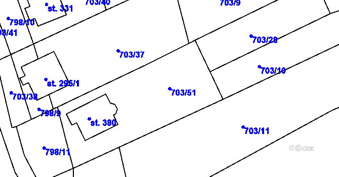 Parcela st. 703/51 v KÚ Bohutín, Katastrální mapa