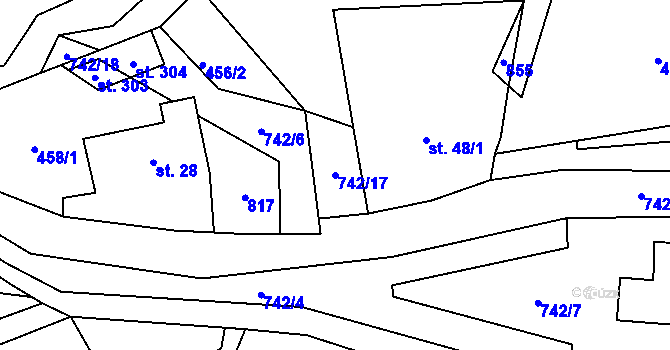 Parcela st. 742/17 v KÚ Bohutín, Katastrální mapa