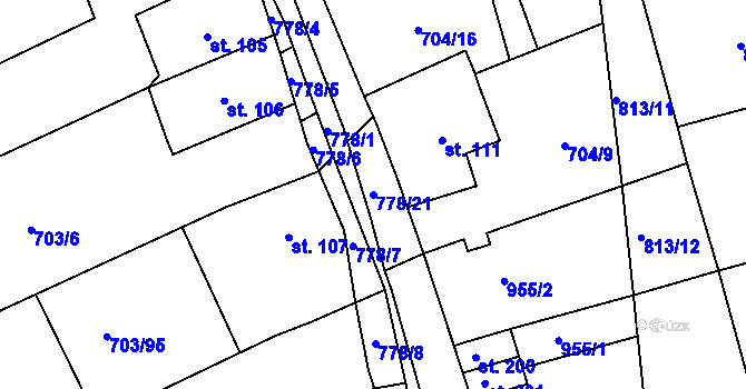 Parcela st. 778/21 v KÚ Bohutín, Katastrální mapa