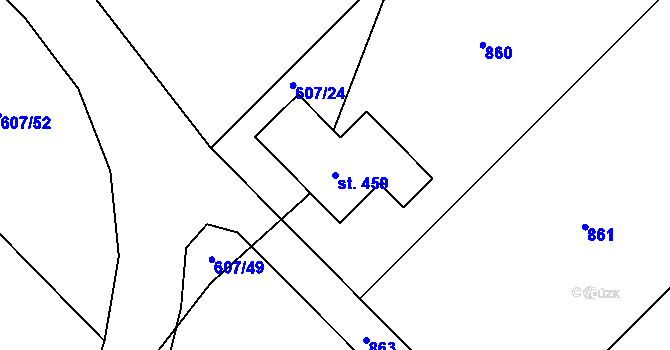 Parcela st. 459 v KÚ Bohutín, Katastrální mapa