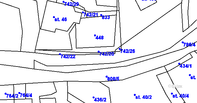 Parcela st. 742/20 v KÚ Bohutín, Katastrální mapa