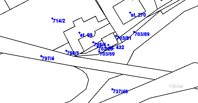 Parcela st. 703/59 v KÚ Bohutín, Katastrální mapa