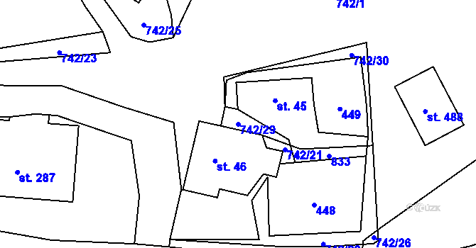 Parcela st. 742/29 v KÚ Bohutín, Katastrální mapa