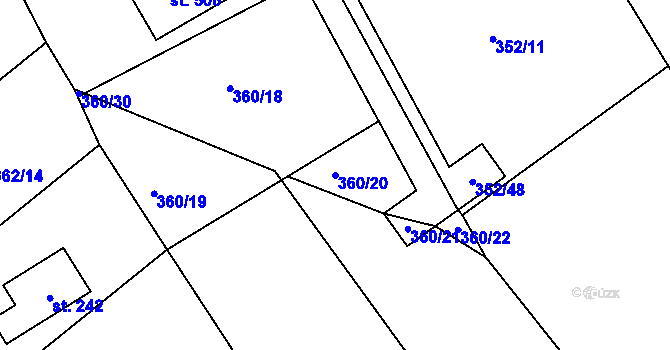 Parcela st. 360/20 v KÚ Bohutín, Katastrální mapa