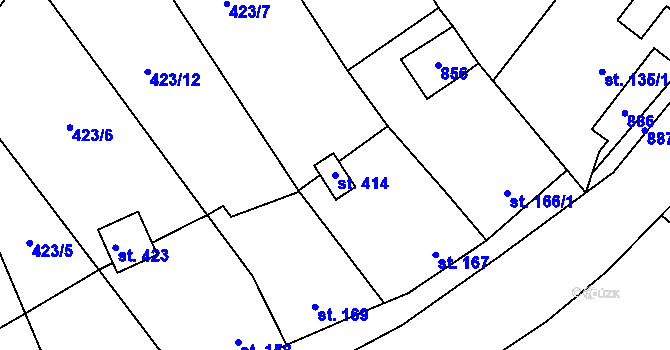 Parcela st. 414 v KÚ Bohutín, Katastrální mapa