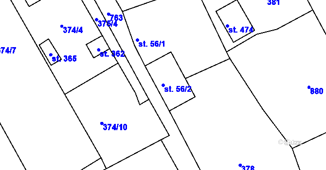 Parcela st. 56/2 v KÚ Bohutín, Katastrální mapa