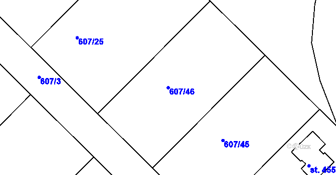 Parcela st. 607/46 v KÚ Bohutín, Katastrální mapa