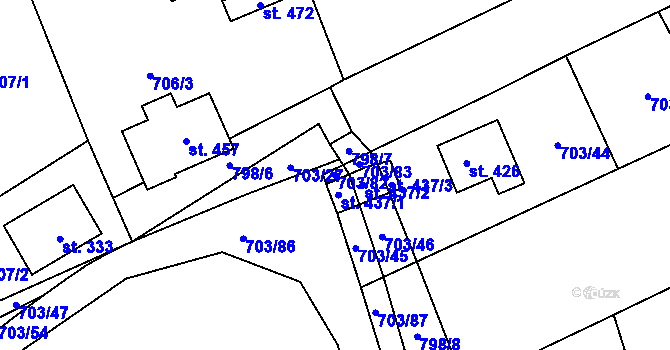 Parcela st. 703/82 v KÚ Bohutín, Katastrální mapa