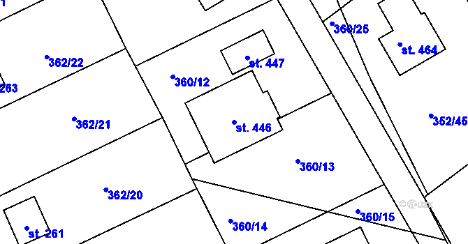 Parcela st. 446 v KÚ Bohutín, Katastrální mapa
