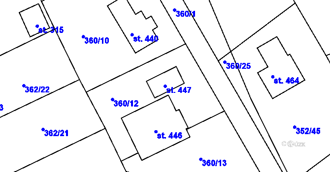 Parcela st. 447 v KÚ Bohutín, Katastrální mapa