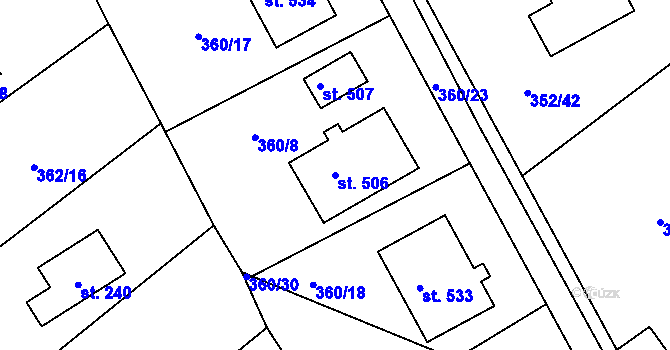 Parcela st. 506 v KÚ Bohutín, Katastrální mapa