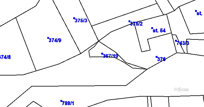 Parcela st. 367/19 v KÚ Bohutín, Katastrální mapa