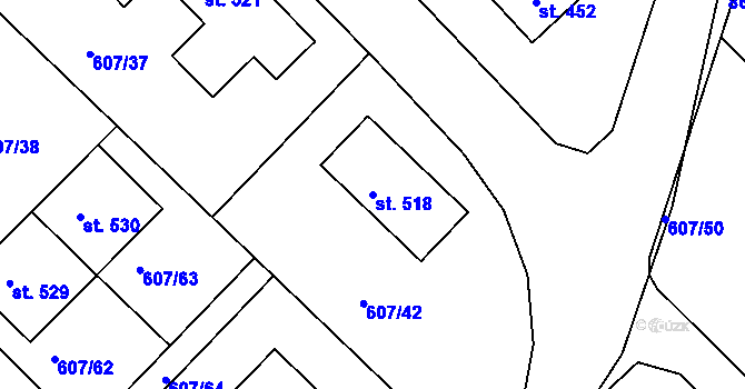 Parcela st. 518 v KÚ Bohutín, Katastrální mapa