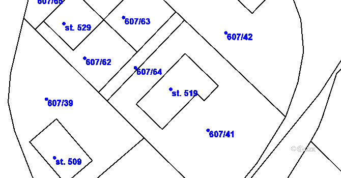 Parcela st. 519 v KÚ Bohutín, Katastrální mapa