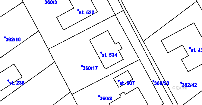Parcela st. 534 v KÚ Bohutín, Katastrální mapa
