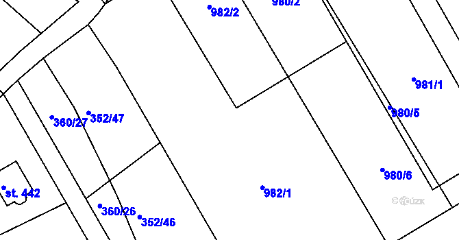 Parcela st. 982 v KÚ Bohutín, Katastrální mapa