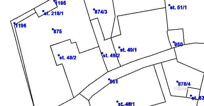 Parcela st. 49/2 v KÚ Tisová u Bohutína, Katastrální mapa