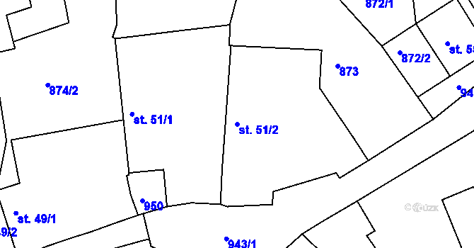 Parcela st. 51/2 v KÚ Tisová u Bohutína, Katastrální mapa