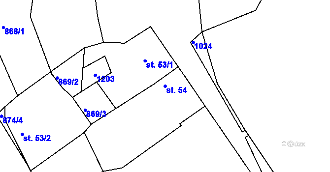 Parcela st. 54 v KÚ Tisová u Bohutína, Katastrální mapa
