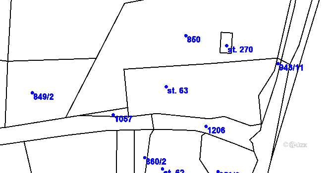 Parcela st. 63 v KÚ Tisová u Bohutína, Katastrální mapa