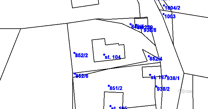 Parcela st. 104 v KÚ Tisová u Bohutína, Katastrální mapa
