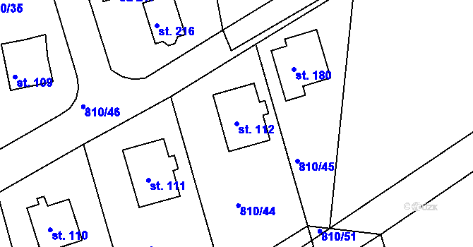 Parcela st. 112 v KÚ Tisová u Bohutína, Katastrální mapa