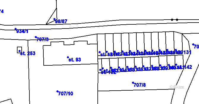 Parcela st. 121 v KÚ Tisová u Bohutína, Katastrální mapa