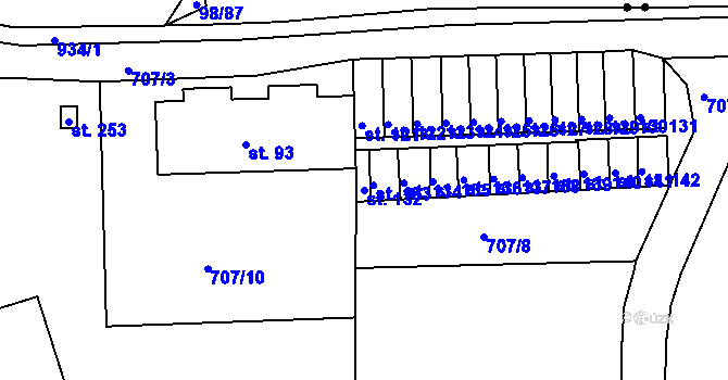 Parcela st. 132 v KÚ Tisová u Bohutína, Katastrální mapa