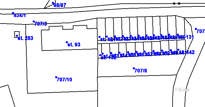Parcela st. 133 v KÚ Tisová u Bohutína, Katastrální mapa