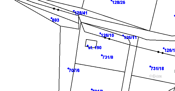 Parcela st. 190 v KÚ Tisová u Bohutína, Katastrální mapa