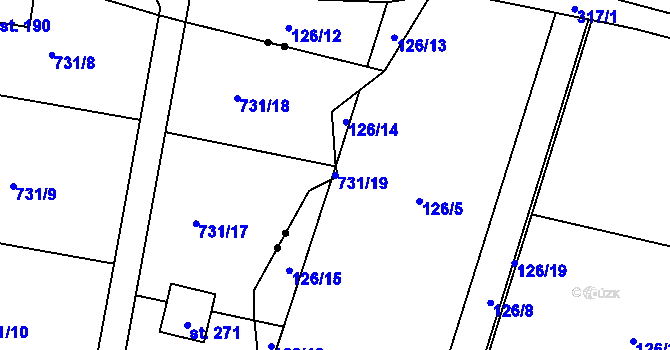 Parcela st. 731/19 v KÚ Tisová u Bohutína, Katastrální mapa
