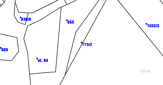 Parcela st. 775/2 v KÚ Tisová u Bohutína, Katastrální mapa