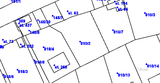 Parcela st. 810/2 v KÚ Tisová u Bohutína, Katastrální mapa