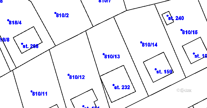 Parcela st. 810/13 v KÚ Tisová u Bohutína, Katastrální mapa