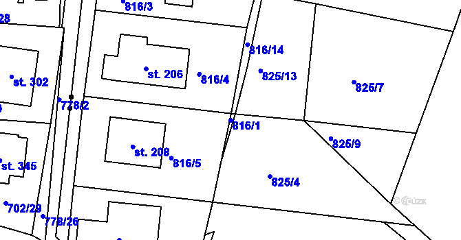 Parcela st. 816/1 v KÚ Tisová u Bohutína, Katastrální mapa