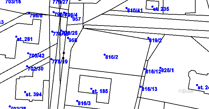 Parcela st. 816/2 v KÚ Tisová u Bohutína, Katastrální mapa