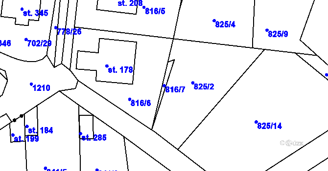 Parcela st. 816/7 v KÚ Tisová u Bohutína, Katastrální mapa