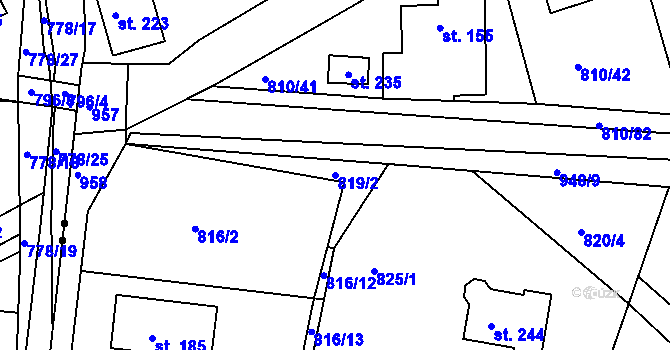 Parcela st. 819/2 v KÚ Tisová u Bohutína, Katastrální mapa